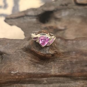 Pink Saphire White gold ring size 7.25 Vintage Kay Jewelers 2006